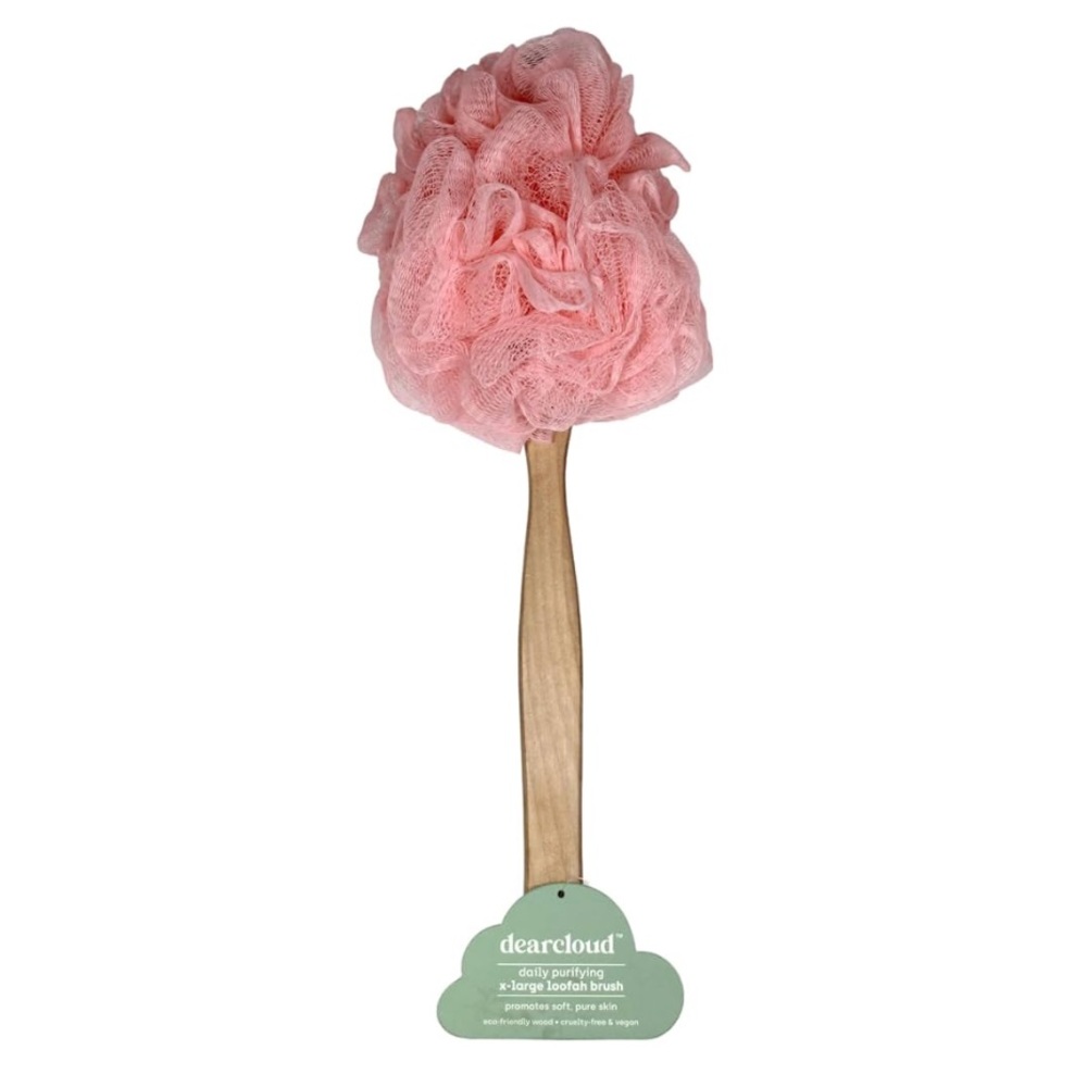 Daily Purifying XL Loofah Brush – Exfoliating Body Scrubber with Handle (Peach)